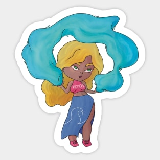 Water Magic Chibi Girl Sticker
